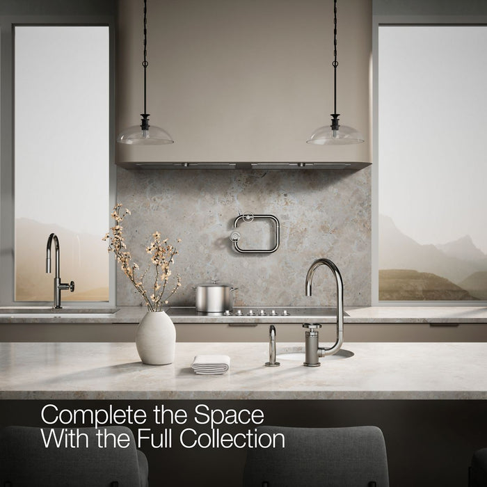KOHLER K-28675-9 Billet Single-handle bar sink faucet with two-function extended-reach spout and side sprayer
