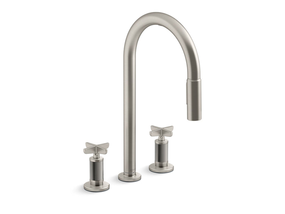 KOHLER K-28677-3RT2 Billet Touchless pull-down kitchen sink faucet with two-function sprayhead, vibrant stainless
