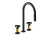 KOHLER K-28677-9RT2 Billet Touchless pull-down kitchen sink faucet with two-function sprayhead, matte black with brushed...