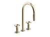 KOHLER K-28677-9RT2 Billet Touchless pull-down kitchen sink faucet with two-function sprayhead, vibrant french gold