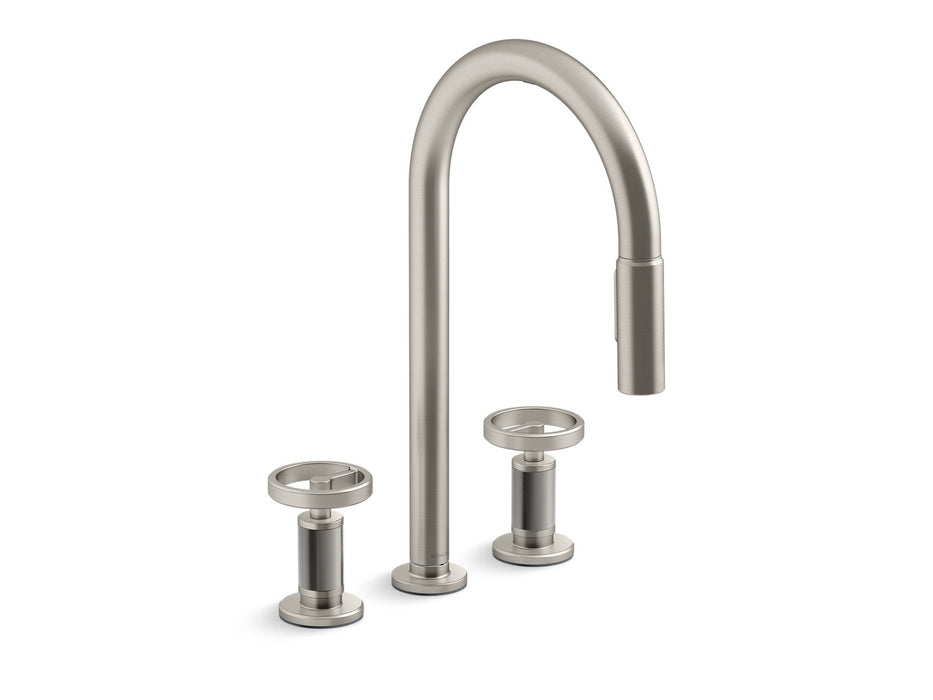KOHLER K-28677-9RT2 Billet Touchless pull-down kitchen sink faucet with two-function sprayhead, vibrant stainless
