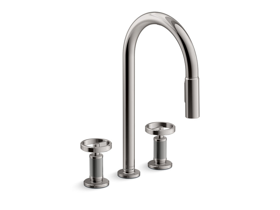 KOHLER K-28677-9RT2 Billet Touchless pull-down kitchen sink faucet with two-function sprayhead, vibrant titanium