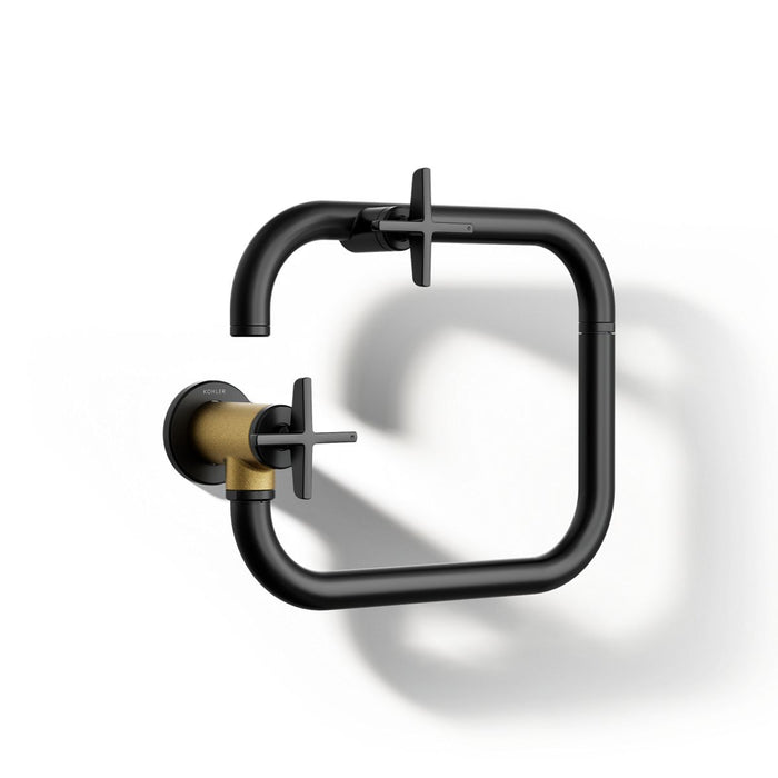 KOHLER K-28678-3 Billet Wall-mount pot filler, matte black with brushed moderne brass - view 5