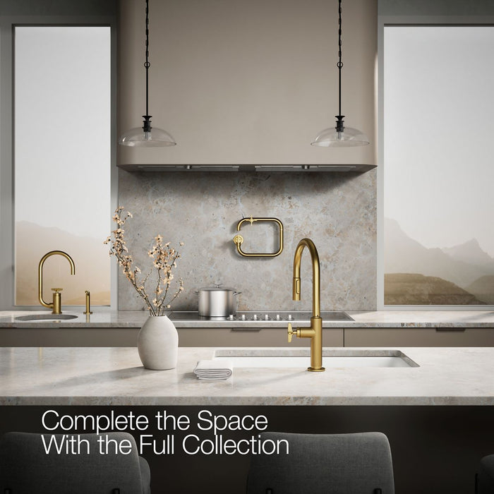 KOHLER K-28678-3 Billet Wall-mount pot filler, vibrant brushed moderne brass - view 4