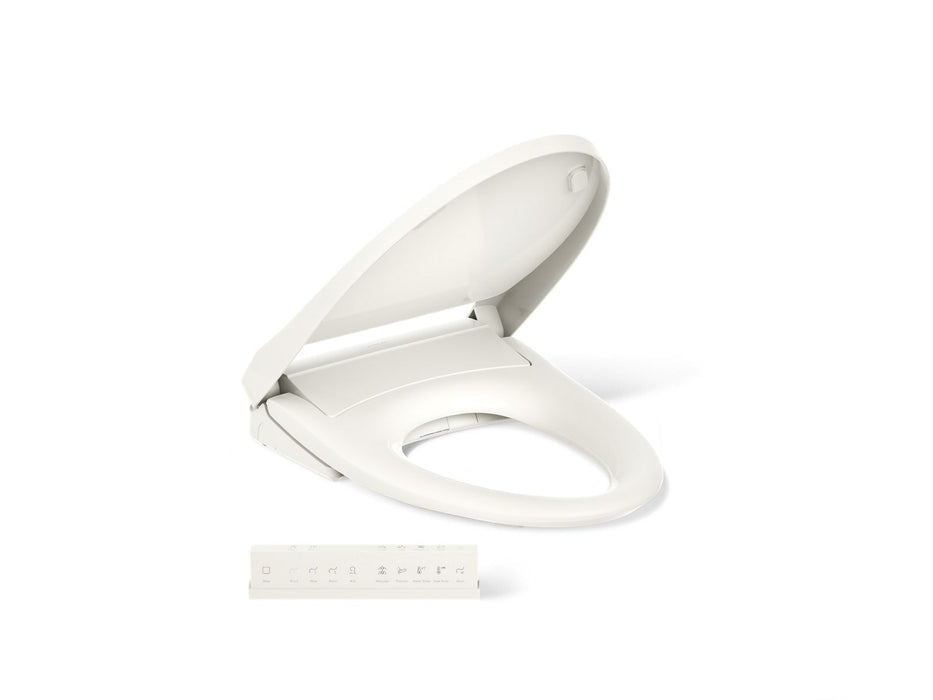KOHLER K-28821 PureWash E930 Elongated bidet toilet seat with remote control, biscuit