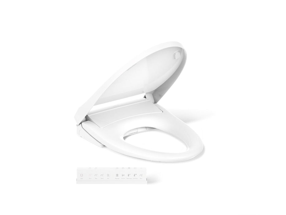 KOHLER K-28821 PureWash E930 Elongated bidet toilet seat with remote control, white