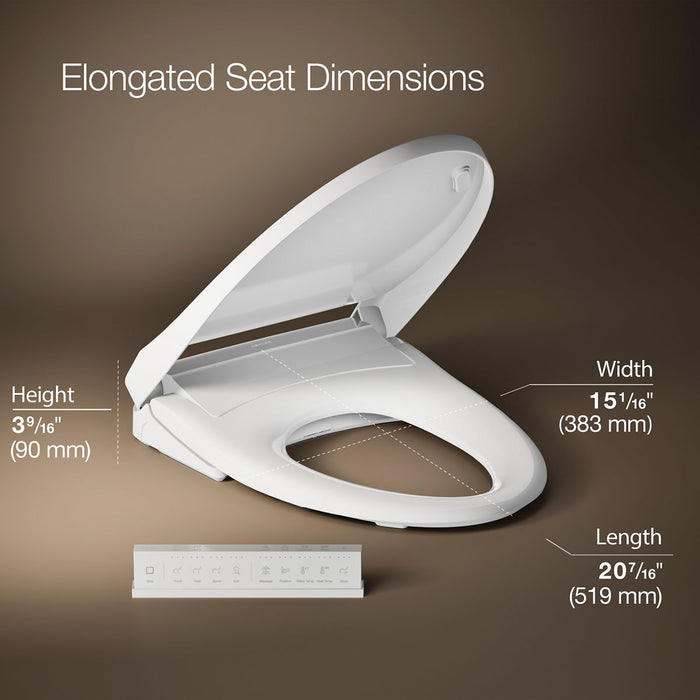 KOHLER K-28821 PureWash E930 Elongated bidet toilet seat with remote control, white - view 5