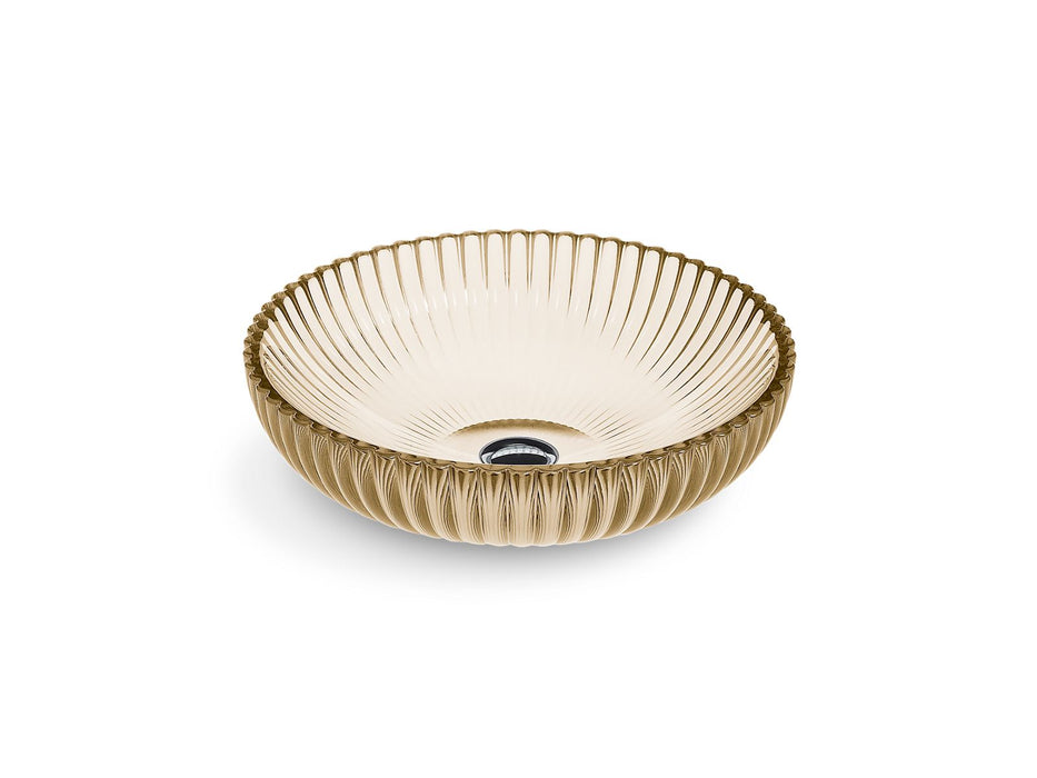 KOHLER K-28824 Salute 15" round vessel bathroom sink, no overflow, translucent sandalwood