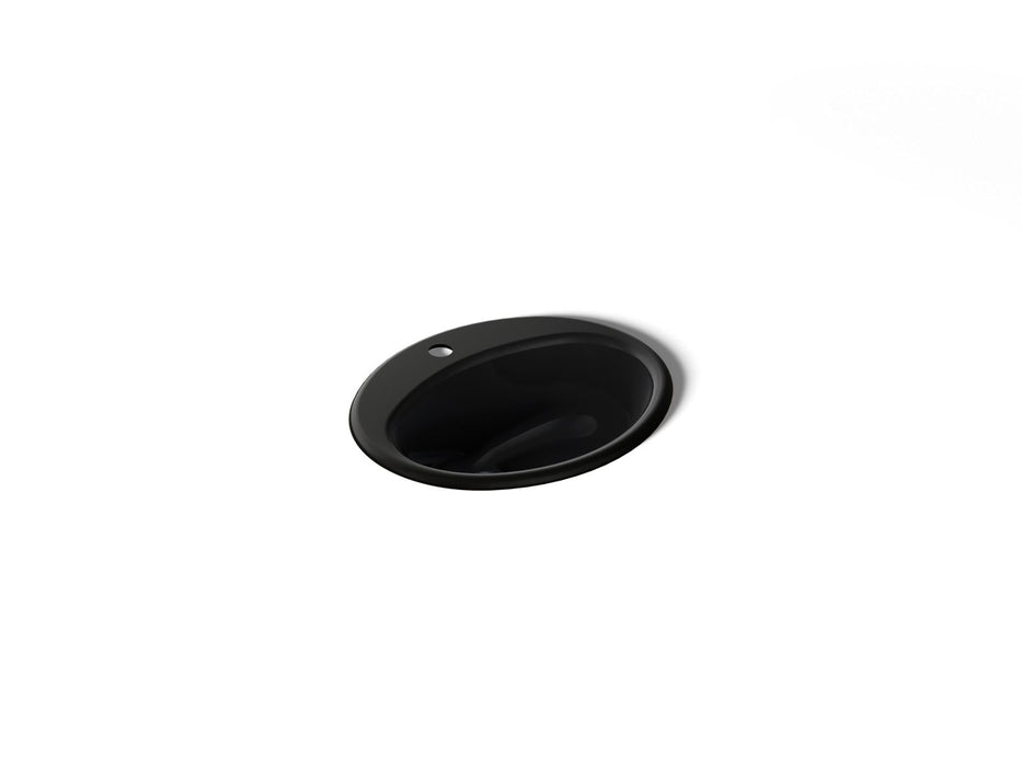 KOHLER K-2905-1 Farmington 19-1/4" Oval Drop-in Bathroom Sink, black black