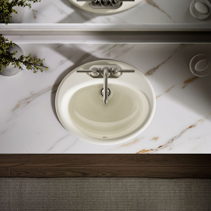 KOHLER K-2905-4 Farmington 19-1/4" Oval Drop-in Bathroom Sink, biscuit - view 5