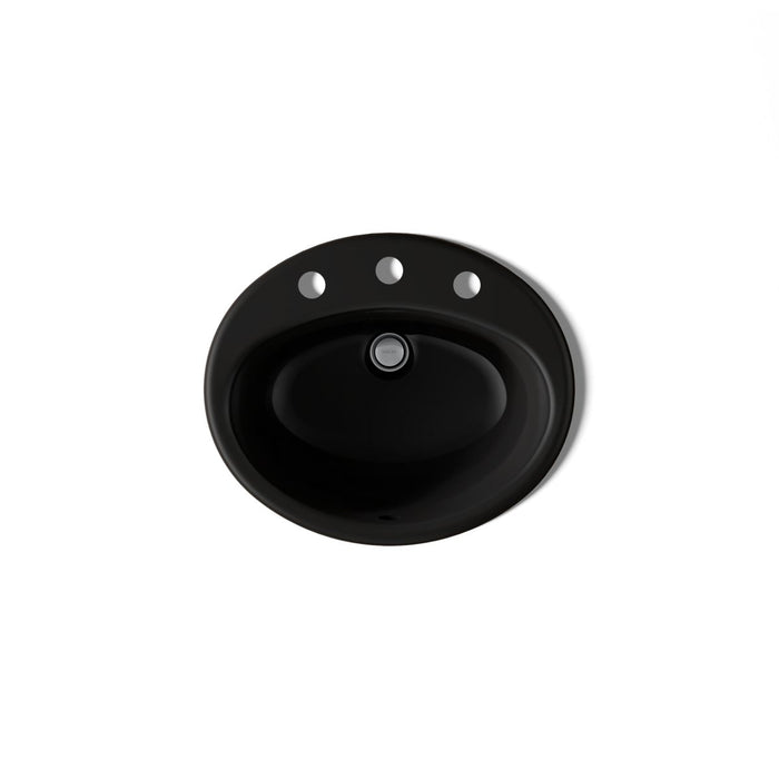 KOHLER K-2905-8 Farmington 19-1/4" Oval Drop-in Bathroom Sink, black black - view 3