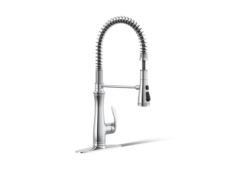 KOHLER K-29106 Bellera Semi-professional kitchen sink faucet with three-function sprayhead, polished chrome