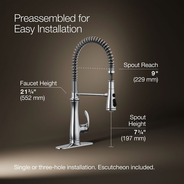 KOHLER K-29106 Bellera Semi-professional kitchen sink faucet with three-function sprayhead, polished chrome - view 5