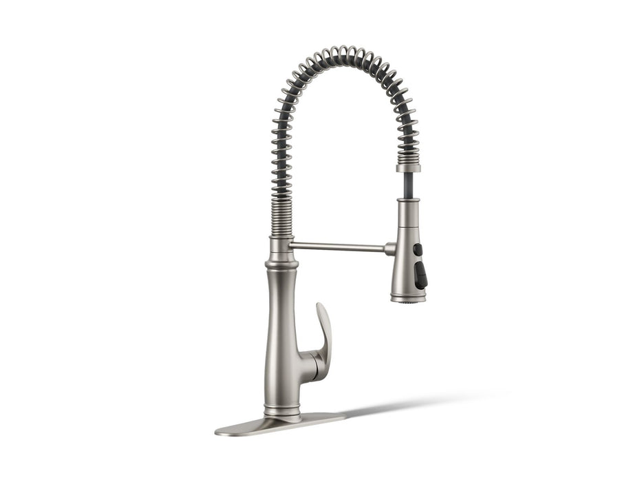 KOHLER K-29106 Bellera Semi-professional kitchen sink faucet with three-function sprayhead, vibrant stainless