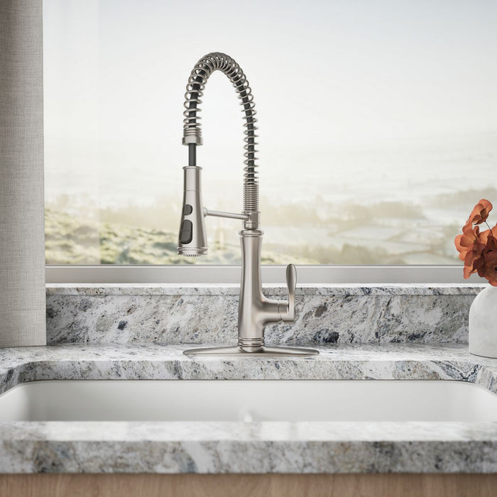 KOHLER K-29106 Bellera Semi-professional kitchen sink faucet with three-function sprayhead, vibrant stainless - view 4
