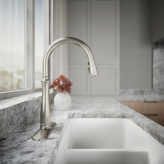 KOHLER K-29108 Bellera Touchless pull-down kitchen sink faucet with three-function sprayhead, vibrant stainless - view 3