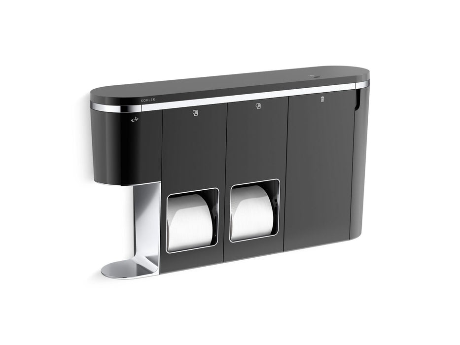KOHLER K-29154-LWG Clean Haven Hygiene Station with Dual Toilet Paper Dispenser, Left Mount, Polished Chrome - 3/4 view of pr