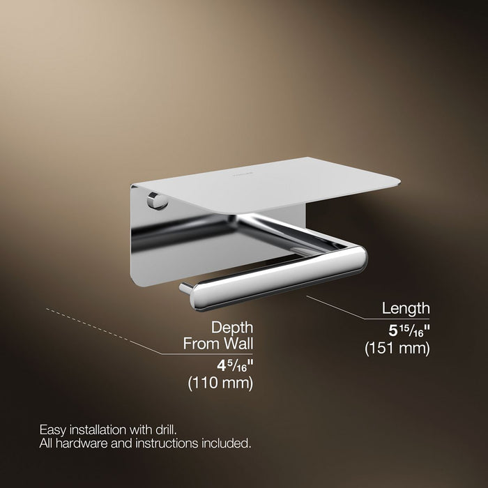 KOHLER K-29221 Kumin Covered horizontal toilet paper holder, polished chrome - view 5