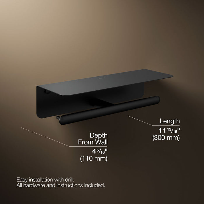 KOHLER K-29224 Kumin Covered double toilet paper holder, matte black - view 5