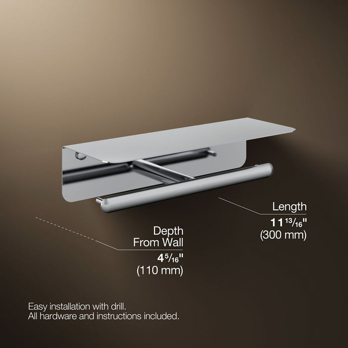 KOHLER K-29224 Kumin Covered double toilet paper holder, polished chrome - view 5