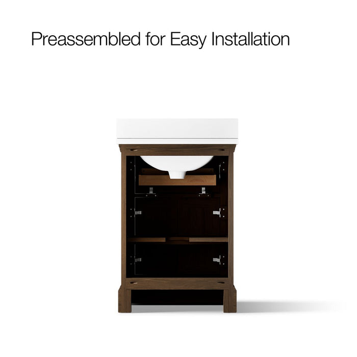 KOHLER K-29259-BD1 Charlemont 24" bathroom vanity cabinet with sink and quartz top, draper oak - view 5