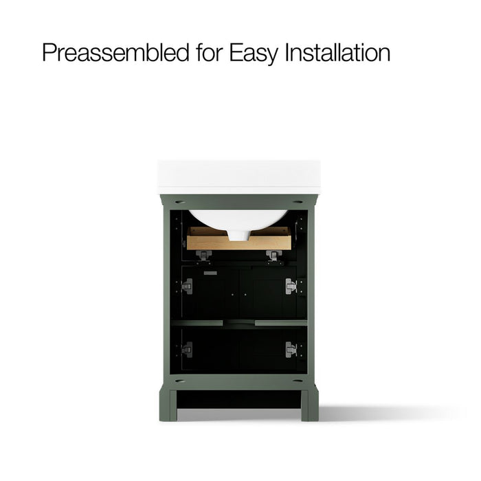 KOHLER K-29259-BD1 Charlemont 24" bathroom vanity cabinet with sink and quartz top, umbral green - view 4