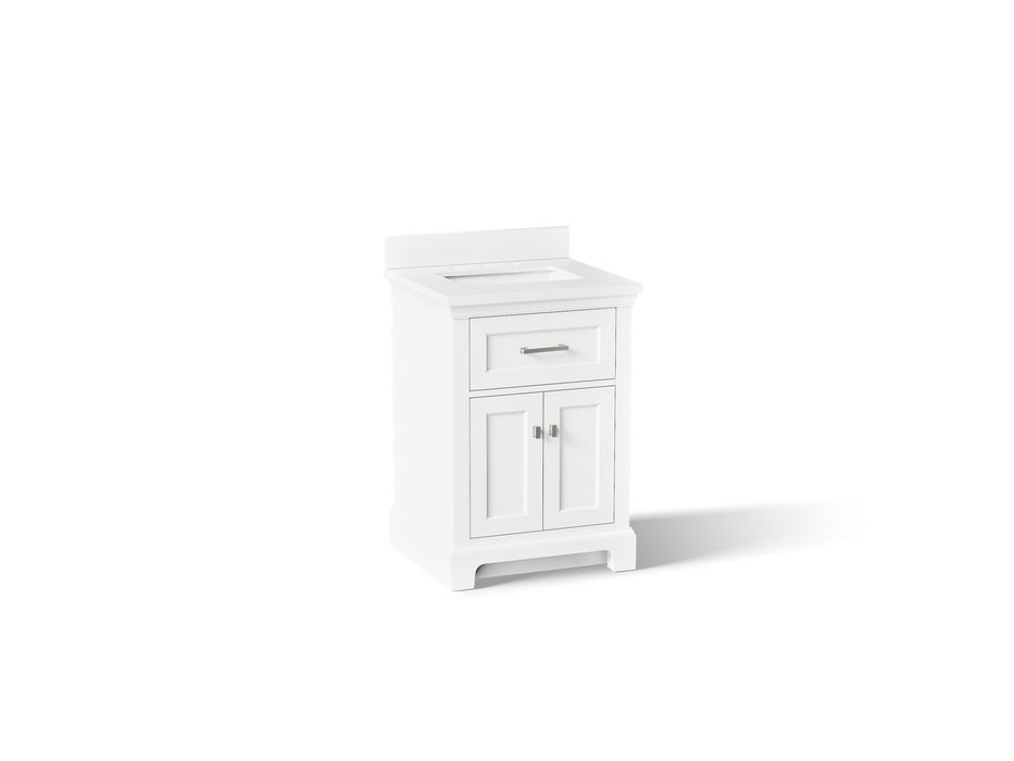KOHLER K-29259-BD1 Charlemont 24" bathroom vanity cabinet with sink and quartz top, white