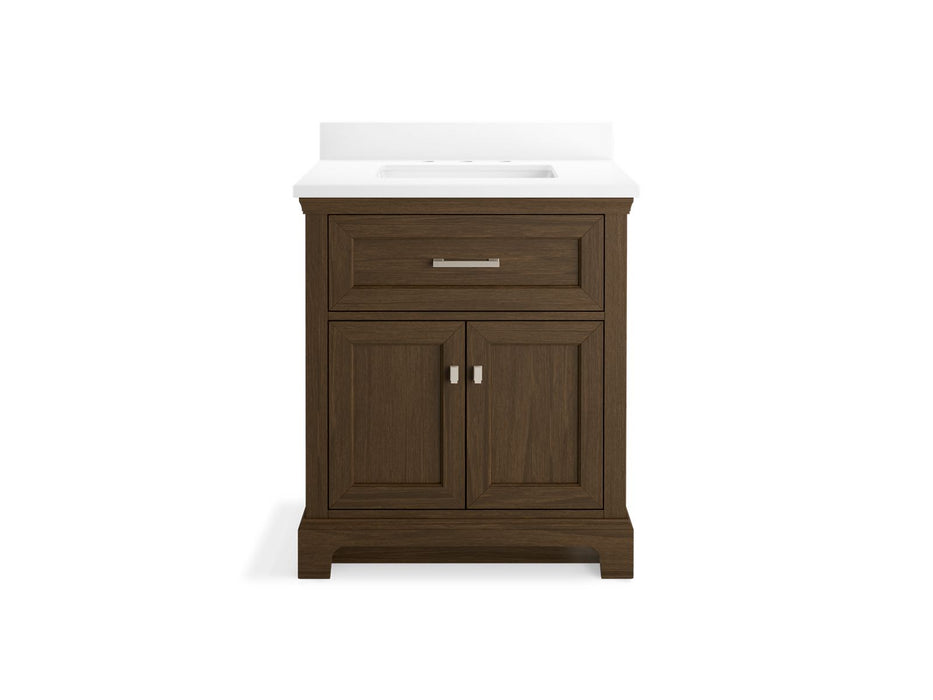 KOHLER K-29260-BD1 Charlemont 30" bathroom vanity cabinet with sink and quartz top, draper oak - view 3