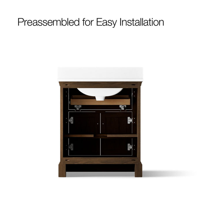 KOHLER K-29260-BD1 Charlemont 30" bathroom vanity cabinet with sink and quartz top, draper oak - view 5