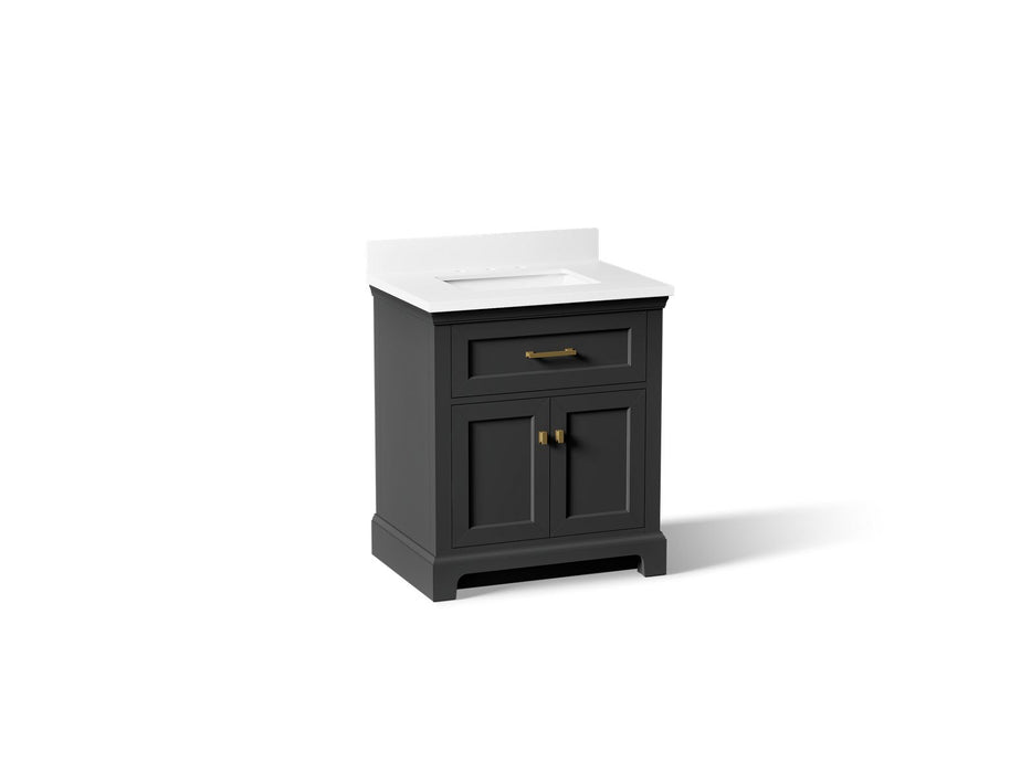 KOHLER K-29260-BD1 Charlemont 30" bathroom vanity cabinet with sink and quartz top, ferrous grey