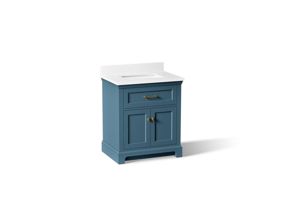 KOHLER K-29260-BD1 Charlemont 30" bathroom vanity cabinet with sink and quartz top, tidal blue