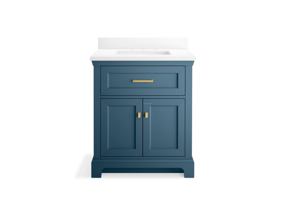 KOHLER K-29260-BD1 Charlemont 30" bathroom vanity cabinet with sink and quartz top, tidal blue - view 4