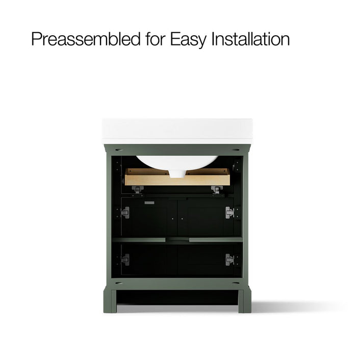KOHLER K-29260-BD1 Charlemont 30" bathroom vanity cabinet with sink and quartz top, umbral green - view 3