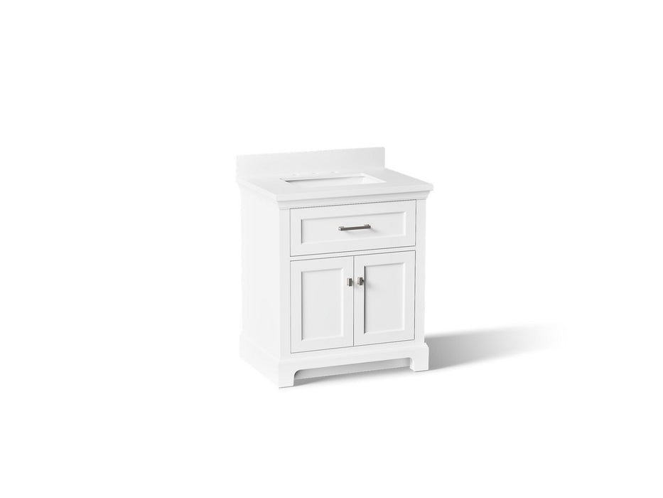 KOHLER K-29260-BD1 Charlemont 30" bathroom vanity cabinet with sink and quartz top, white