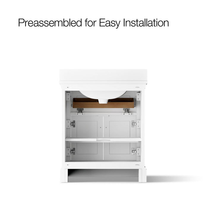 KOHLER K-29260-BD1 Charlemont 30" bathroom vanity cabinet with sink and quartz top, white - view 5