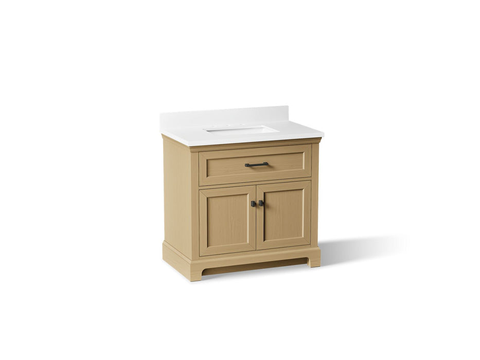 KOHLER K-29261-BD1 Charlemont 36" bathroom vanity cabinet with sink and quartz top, light oak - view 2