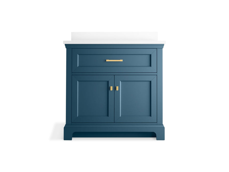 KOHLER K-29261-BD1 Charlemont 36" bathroom vanity cabinet with sink and quartz top, tidal blue - view 4