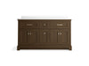 KOHLER K-29263-BD1 Charlemont 60" bathroom vanity cabinet with sinks and quartz top, draper oak - view 2