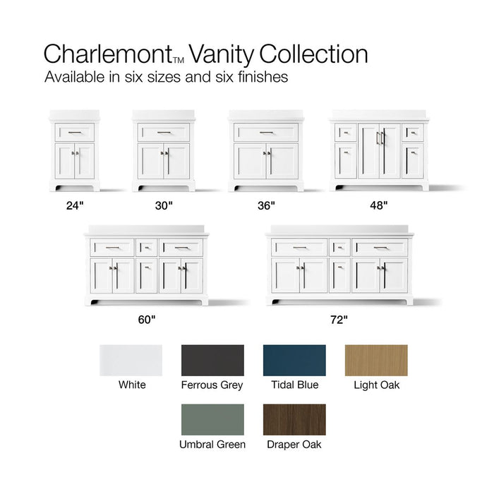 KOHLER K-29263-BD1 Charlemont 60" bathroom vanity cabinet with sinks and quartz top, ferrous grey - view 5