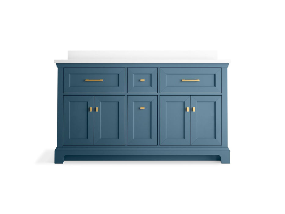 KOHLER K-29263-BD1 Charlemont 60" bathroom vanity cabinet with sinks and quartz top, tidal blue - view 3