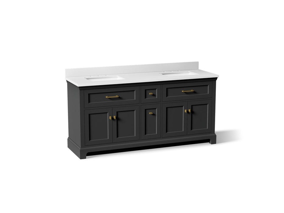 KOHLER K-29264-BD1 Charlemont 72" bathroom vanity cabinet with sinks and quartz top