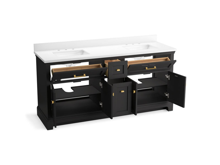 KOHLER K-29264-BD1 Charlemont 72" bathroom vanity cabinet with sinks and quartz top