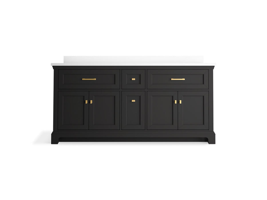 KOHLER K-29264-BD1 Charlemont 72" bathroom vanity cabinet with sinks and quartz top