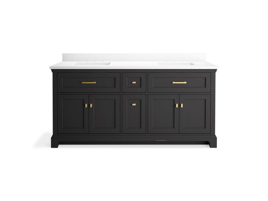 KOHLER K-29264-BD1 Charlemont 72" bathroom vanity cabinet with sinks and quartz top