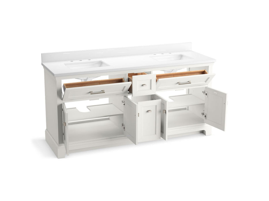 KOHLER K-29264-BD1 Charlemont 72" bathroom vanity cabinet with sinks and quartz top