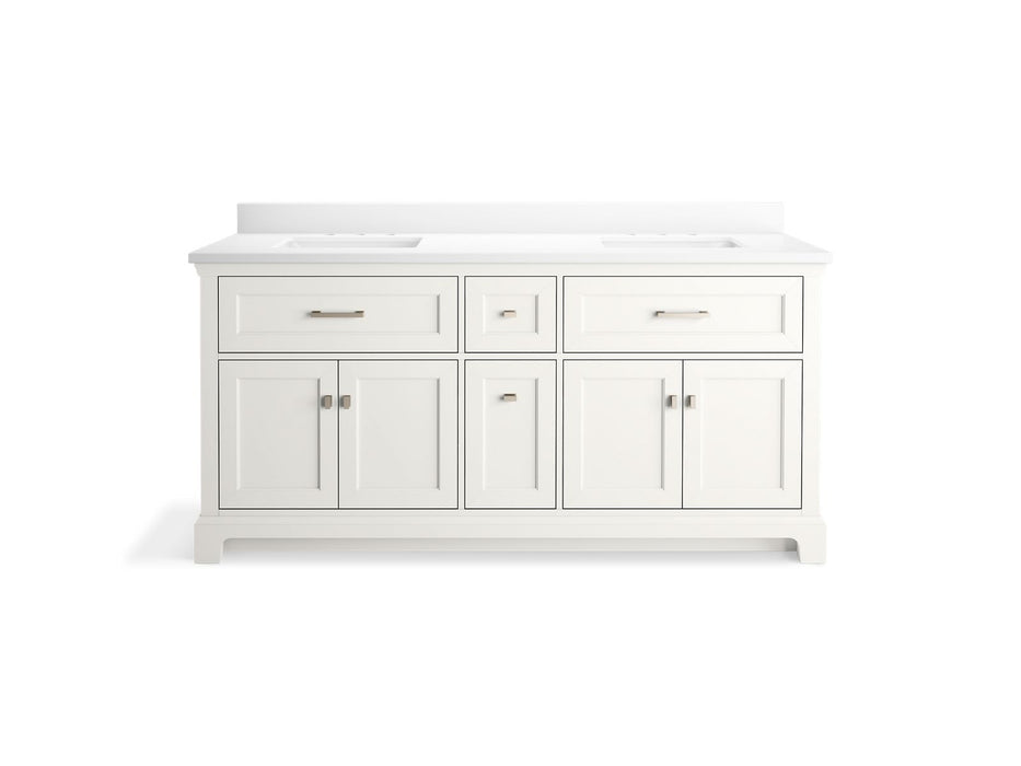 KOHLER K-29264-BD1 Charlemont 72" bathroom vanity cabinet with sinks and quartz top