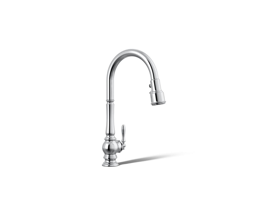 KOHLER K-29709 Artifacts Touchless pull-down kitchen sink faucet with three-function sprayhead, polished chrome