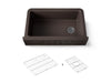 KOHLER K-29825 Cairn 34" undermount single-bowl farmhouse kitchen sink with faceted design, matte brown