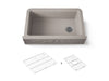 KOHLER K-29825 Cairn 34" undermount single-bowl farmhouse kitchen sink with faceted design, matte taupe