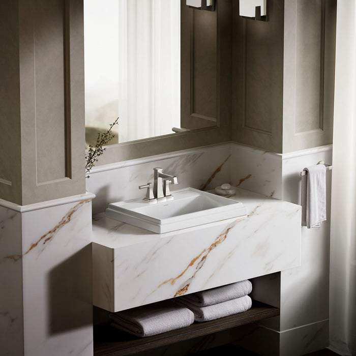 KOHLER K-2991-4 Tresham 21-3/4" rectangular drop-in bathroom sink, white - view 4